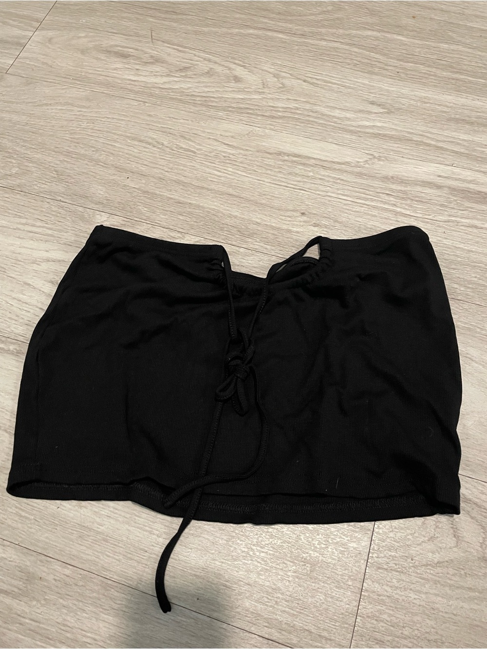 SHEIN Black Drawstring Tubular Mini Skirt
